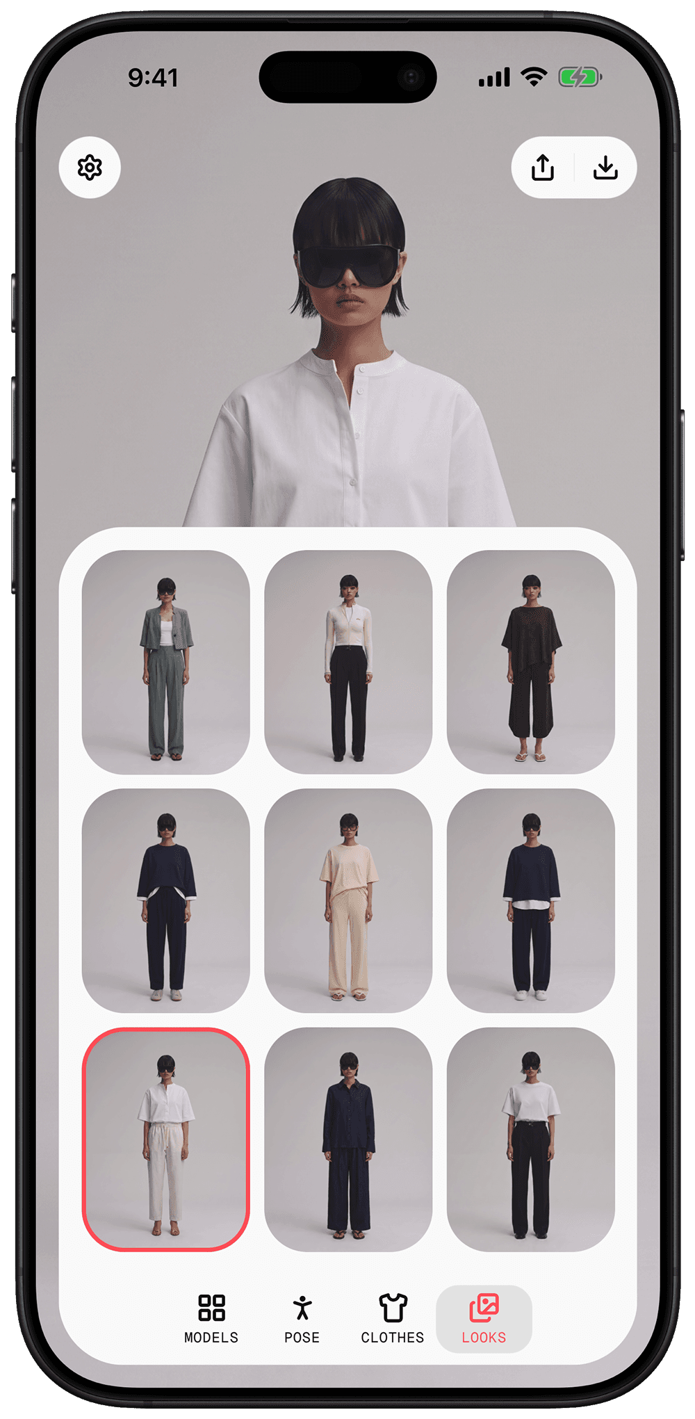 The Wear app looks library filled with saved try-ons