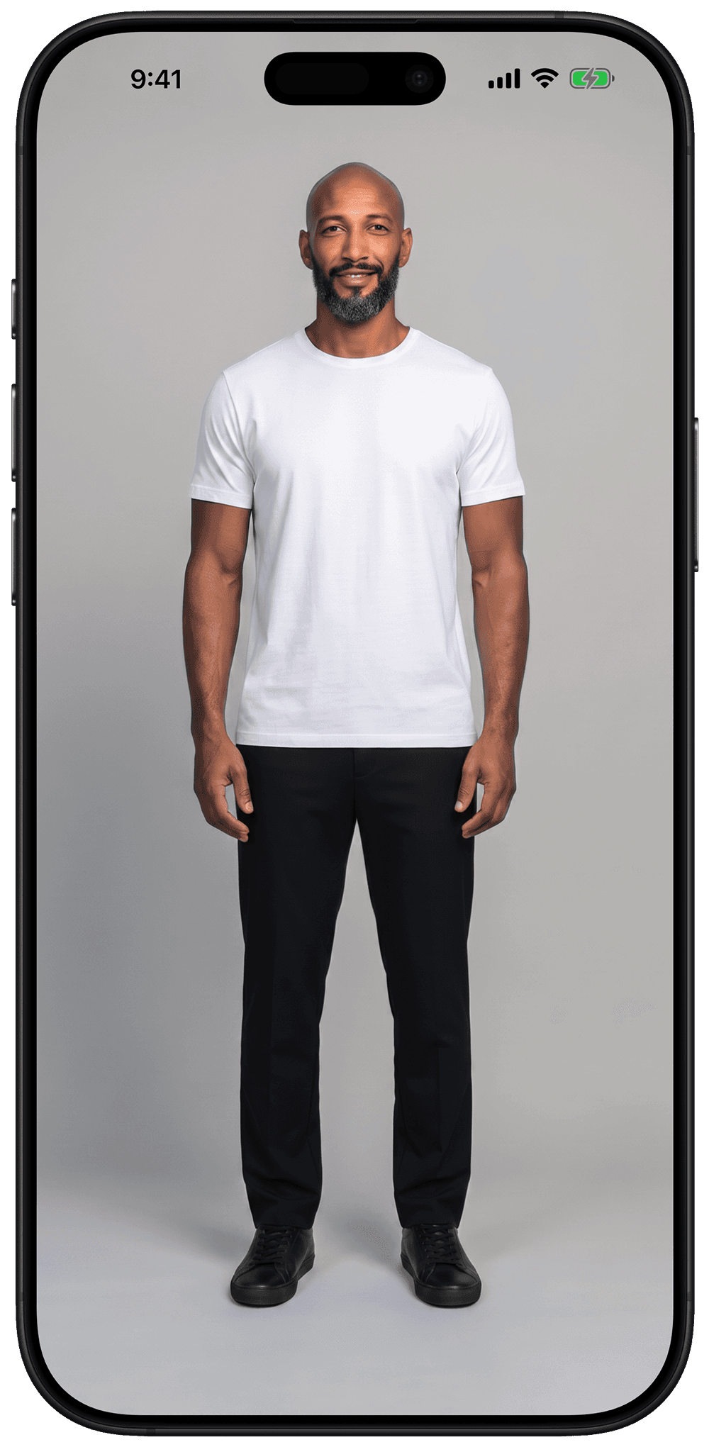 Photoreal AI model in the Wear app, created from a single selfie